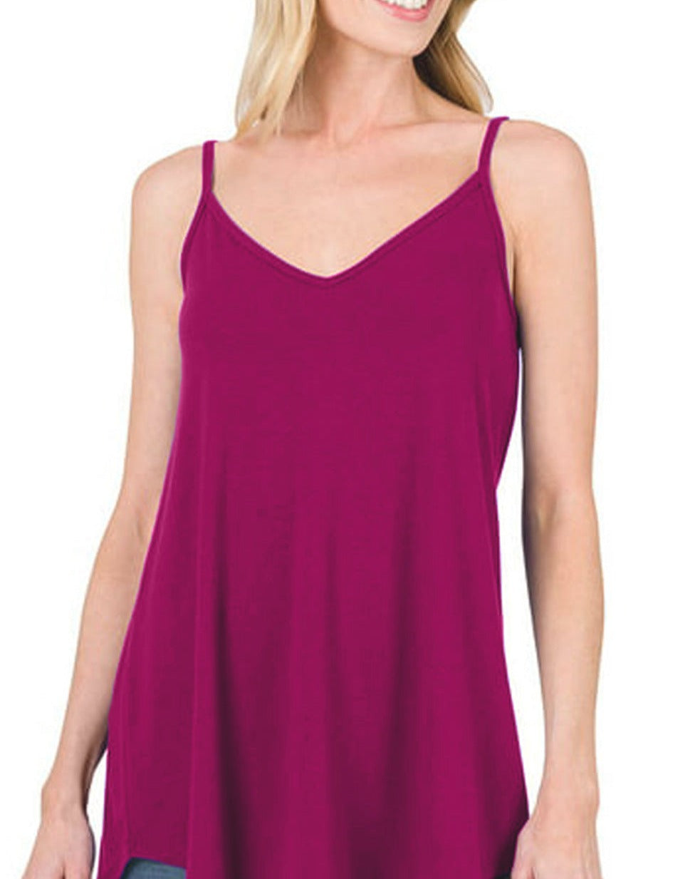 Spaghetti Strap Flowy V-Neck Top