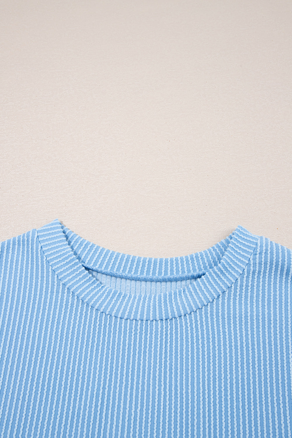 Colorblock Corded Knit Pocketed Crew Neck T-Shirt
