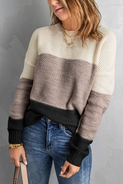 Colorblock Textured Pullover Sweater