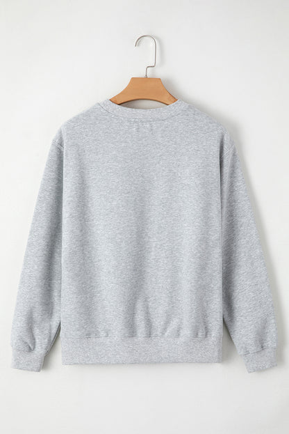 Solid Fleece Lined Drop Shoulder Terry Sweatshirt