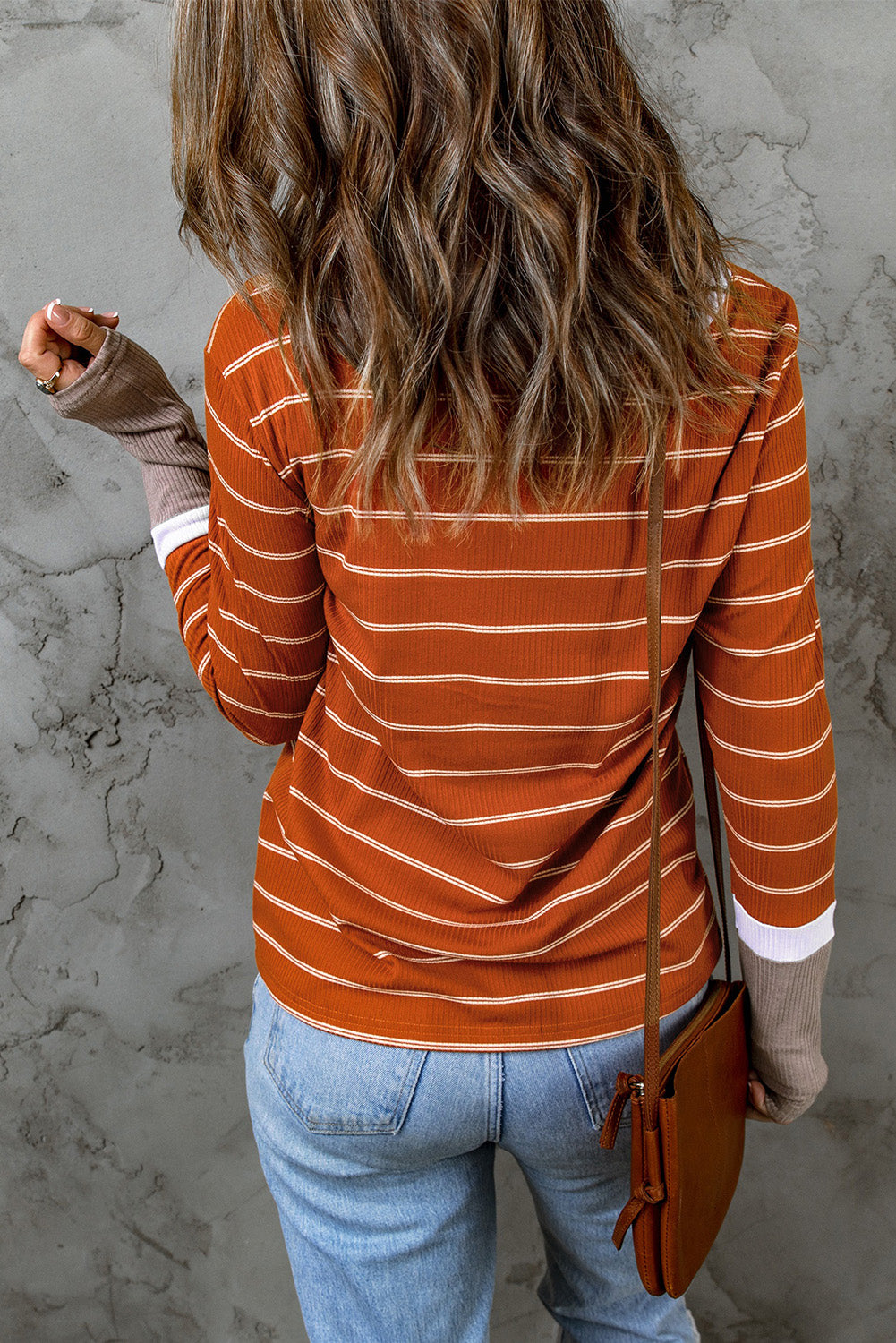 Stripe Colorblock Ribbed Pullover Top