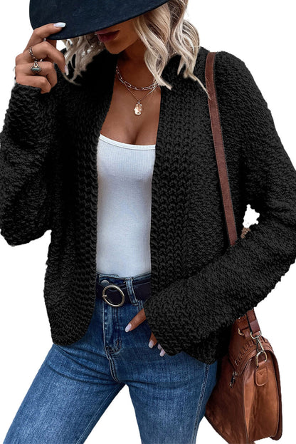 Popcorn Open Front Cardigan