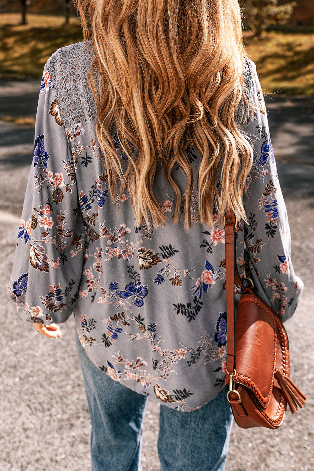 Floral Lace Patchwork V-Neck Blouse