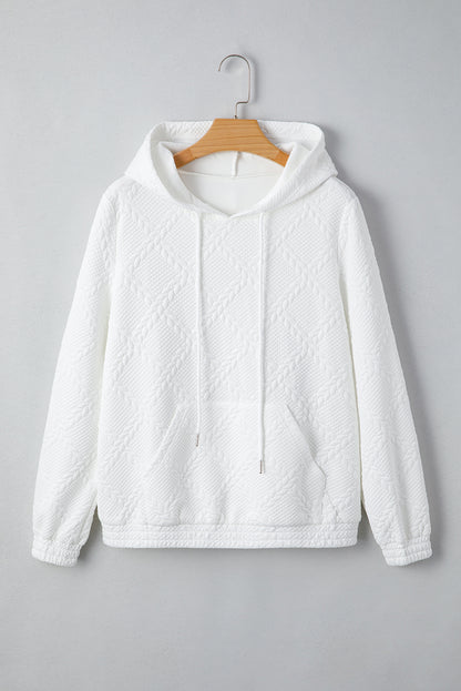 Cable Lattice Textured Kangaroo Pocket Hoodie