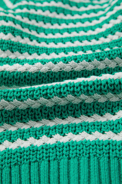 Stripe Bow Tie V-Neck Short Sleeve Sweater