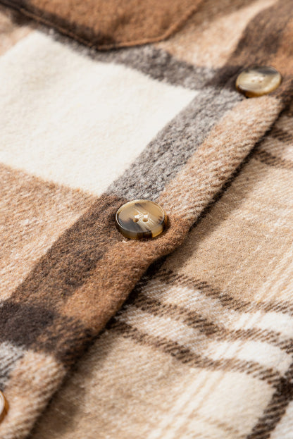 Plaid Double Flap Pocket Button-Up Shacket