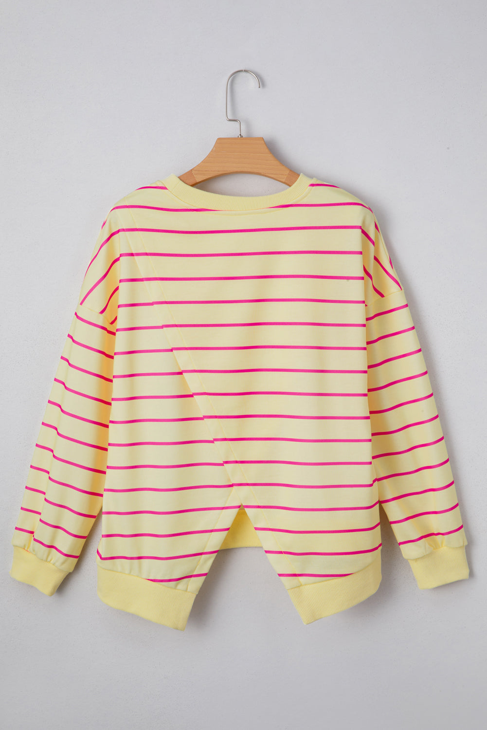 Stripe Overlap Drop Shoulder Pullover Sweatshirt