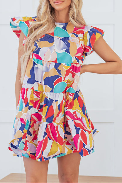 Abstract Tiered Mini Dress