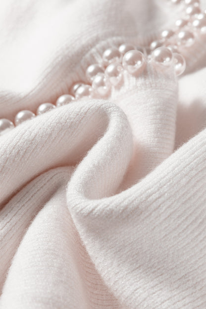 Pearl Embellished Open-Front Cardigan