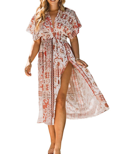 Boho Kimono Sleeves Beach Dress