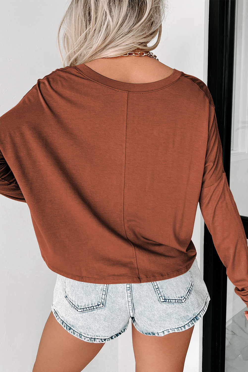 Long Sleeve V-Neck Crop Top