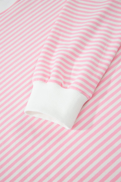 Stripe Oversize Mock Neck Sweatshirt & Shorts Set