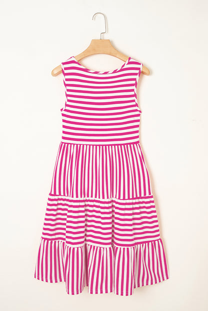 Stripe Scoop Neck Sleeveless Mini Dress