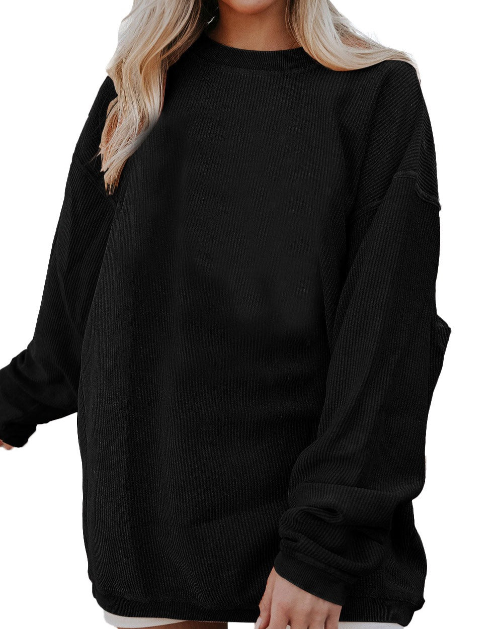 Ribbed Long Sleeve Oversized Sweatshirt