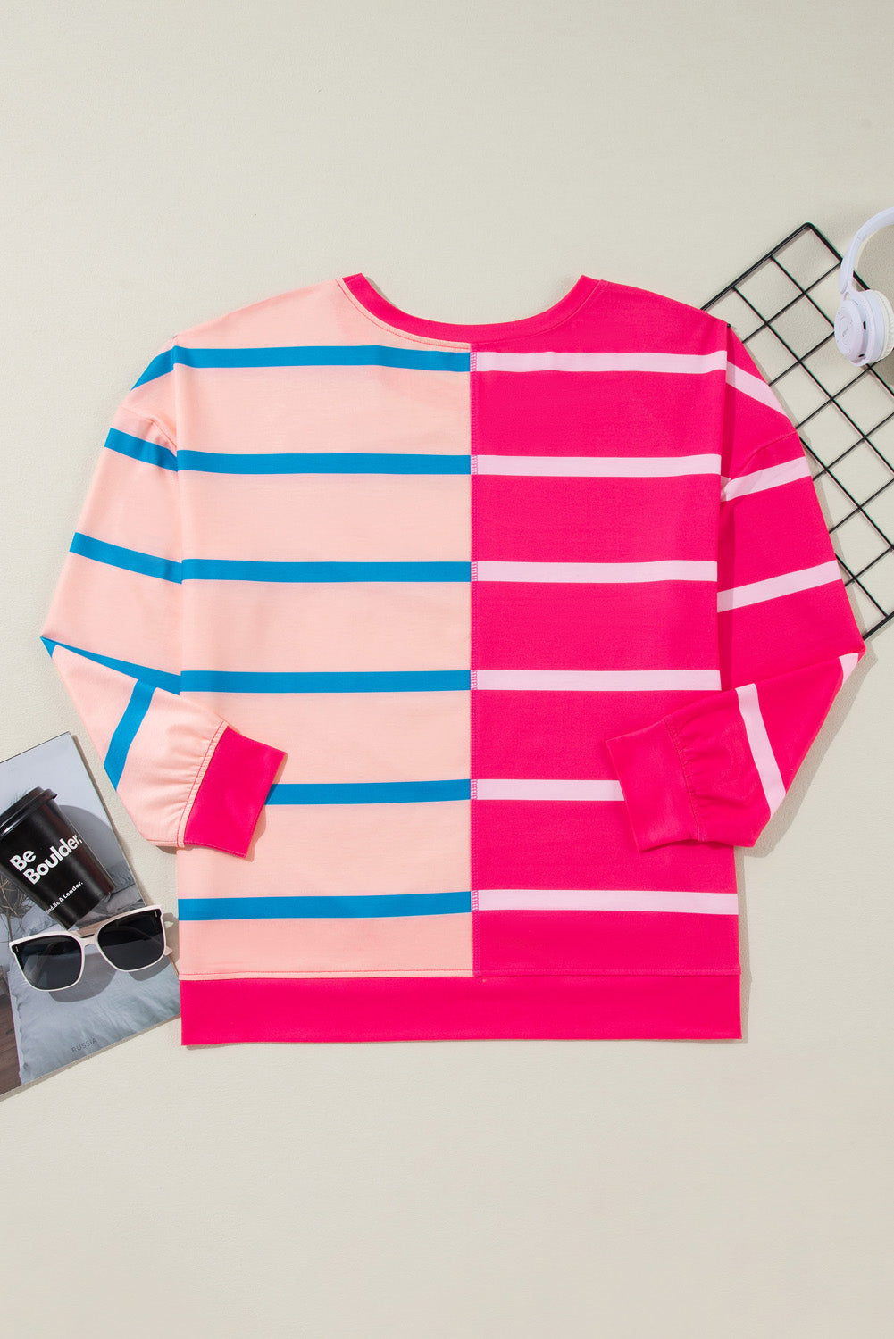 Stripe Colorblock Long Sleeve T-Shirt Plus Size