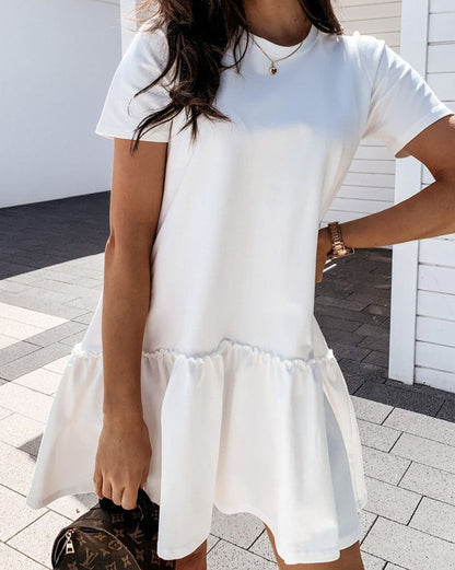 Ruffle Hem Short Sleeve Dress