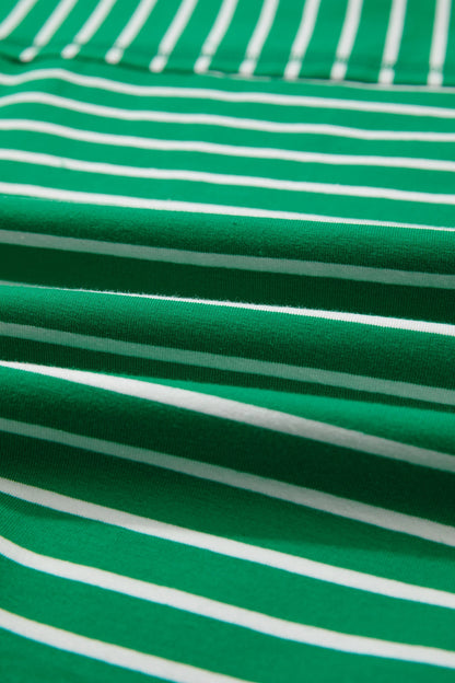 Stripe Ribbed Patchwork Short Sleeve Tee