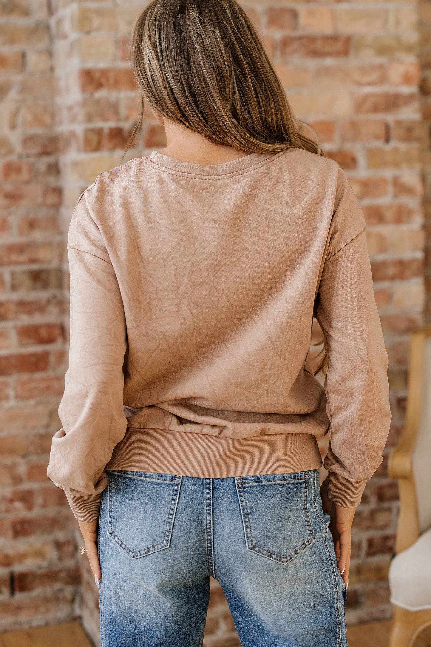 Saved by Grace Embroidered Mineral Wash Loose Sweatshirt