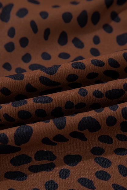 Leopard Ruffle Puff Sleeve Blouse