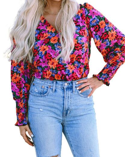 Floral Wrap Long Sleeve Bodysuit