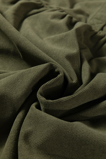 Solid Corduroy Half-Button Collared Mini Dress