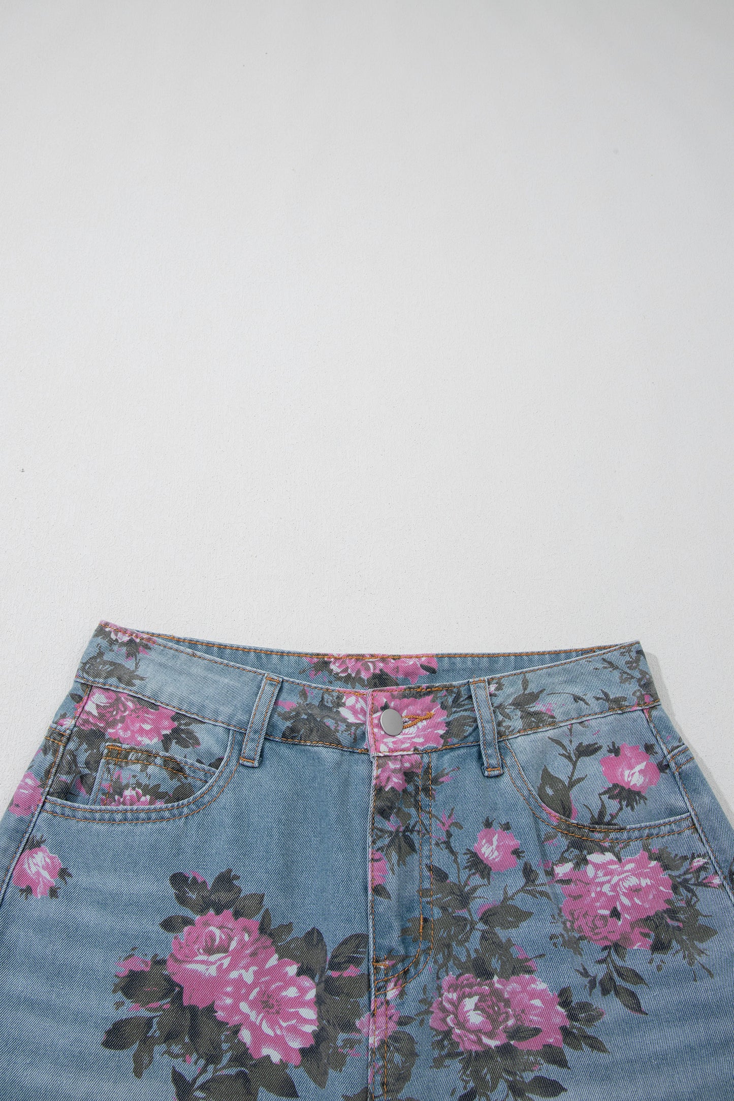 Floral Denim Wide Leg Jeans