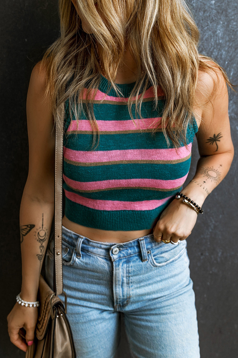 Stripe Sleeveless Crop Top