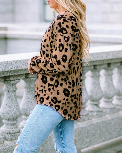 Leopard Long Sleeve V-Neck Top