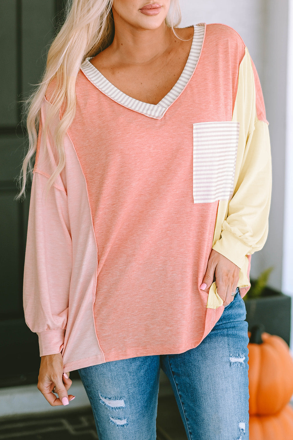 Stripe Colorblock Long Sleeve Shirt