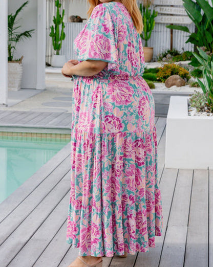 Floral Tiered Maxi Dress Plus Size