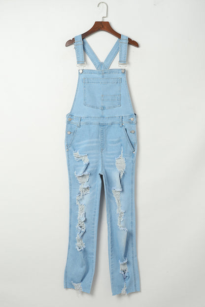 Denim Distressed Bib Pocket Overalls