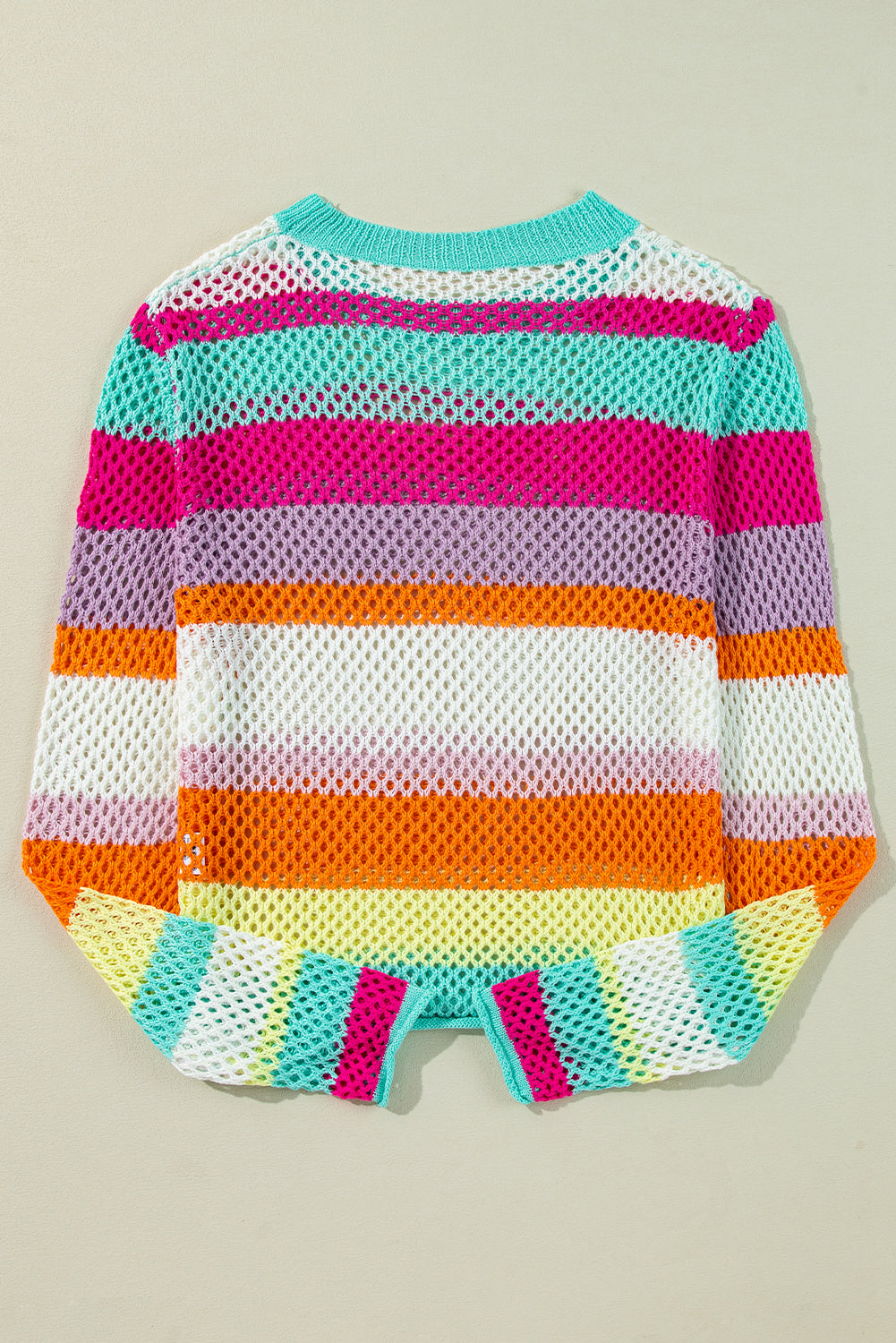 Colorblock Stripe Crochet Sweater