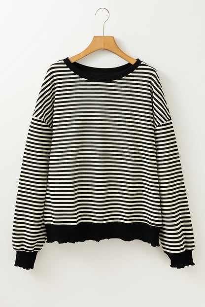 Stripe Drop Shoulder Long Sleeve Top