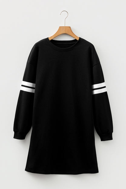 Varsity Stripe Long Sleeve Sweatshirt Dress
