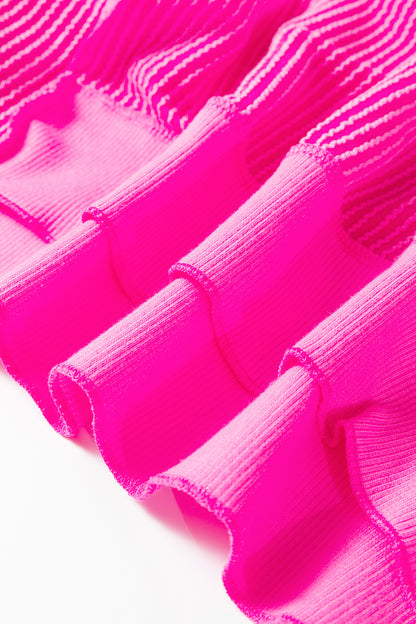 Plus Size Solid Corded Knit Drop Shoulder Top