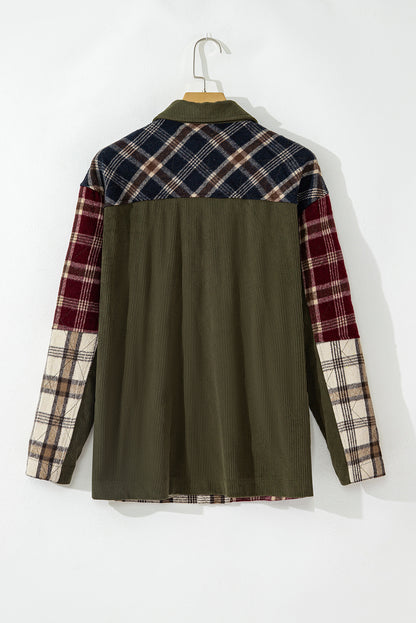 Plaid Patchwork Pocketed Shacket