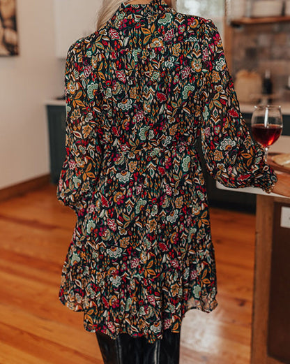 Floral Tie Waist Shirt Dress