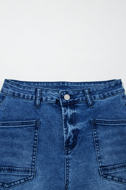 Frayed Hem Cropped Straight Leg Jeans