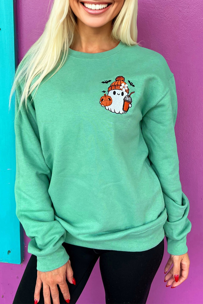 Halloween Ghost Embroidered Sweatshirt