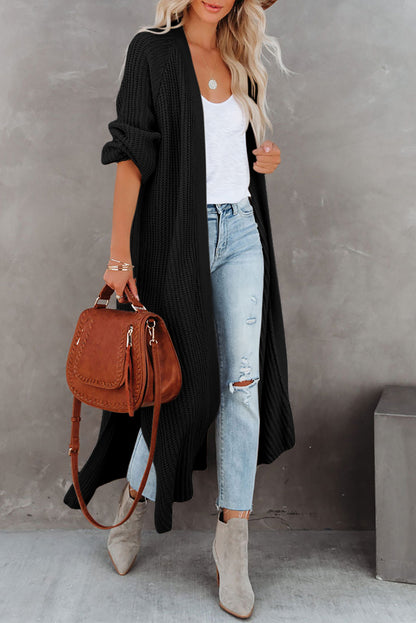 Open Front Slit Duster Cardigan