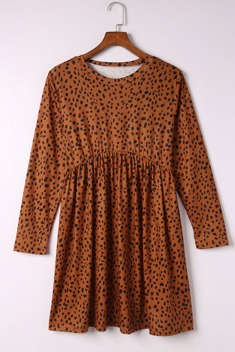 Leopard Long Sleeve Babydoll Dress