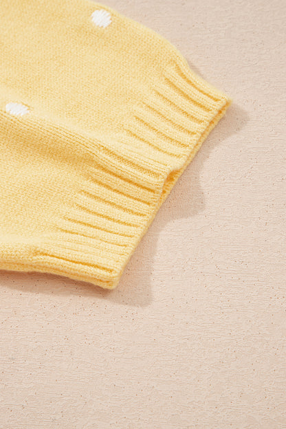 Polka Dot Bubble Short Sleeve Sweater
