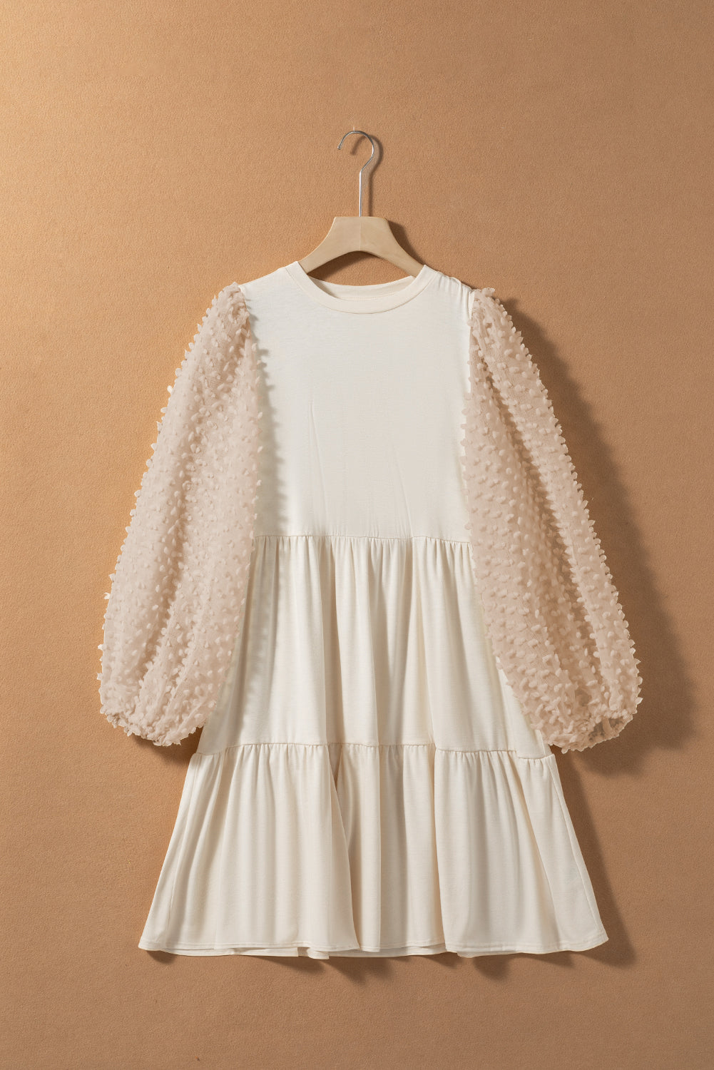 Embellished Puff Sleeve Tiered Dress