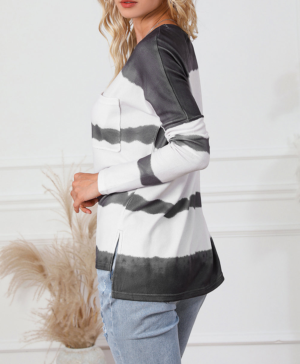 Tie-Dye Stripe Long Sleeve Top