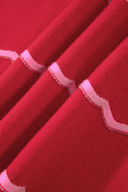 Wavy Stripe Round Neck Long Sleeve Sweater