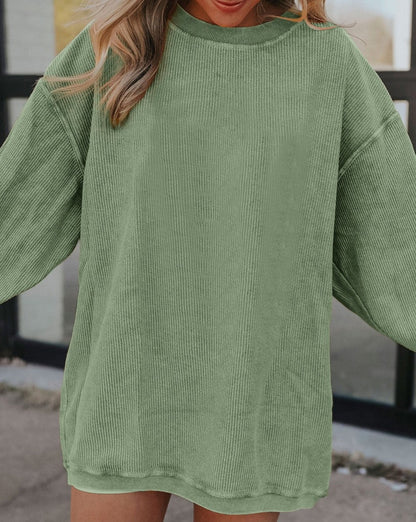 Ribbed Long Sleeve Oversized Sweatshirt