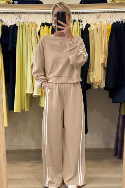 Varsity Stripe Crewneck Pullover and Sweatpants Set