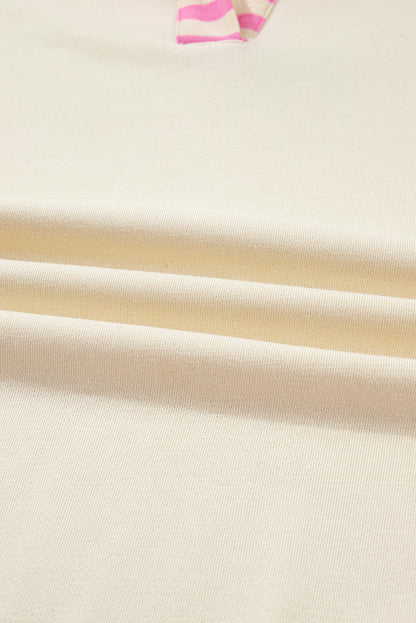 Plus Size Stripe Colorblock Collared Drop Shoulder Top