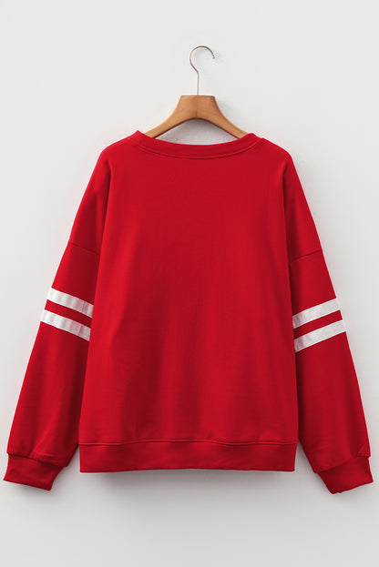 Plus Size Varsity Stripe Crew Neck Sweatshirt