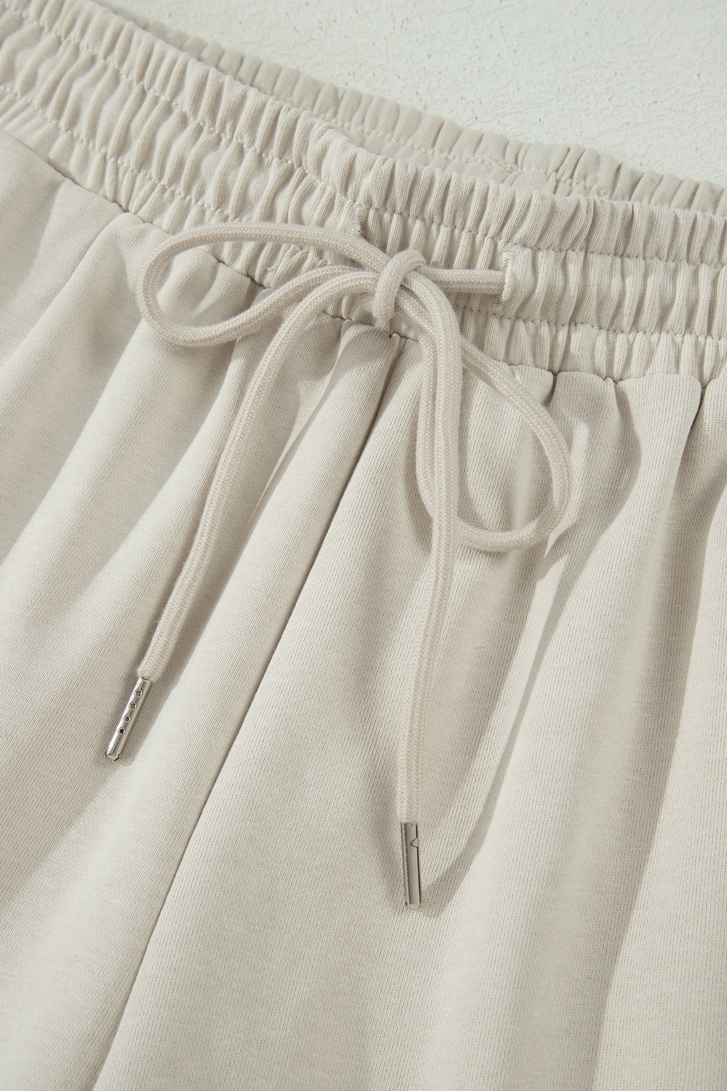 Solid Puff Sleeve Top & Drawstring Shorts Set